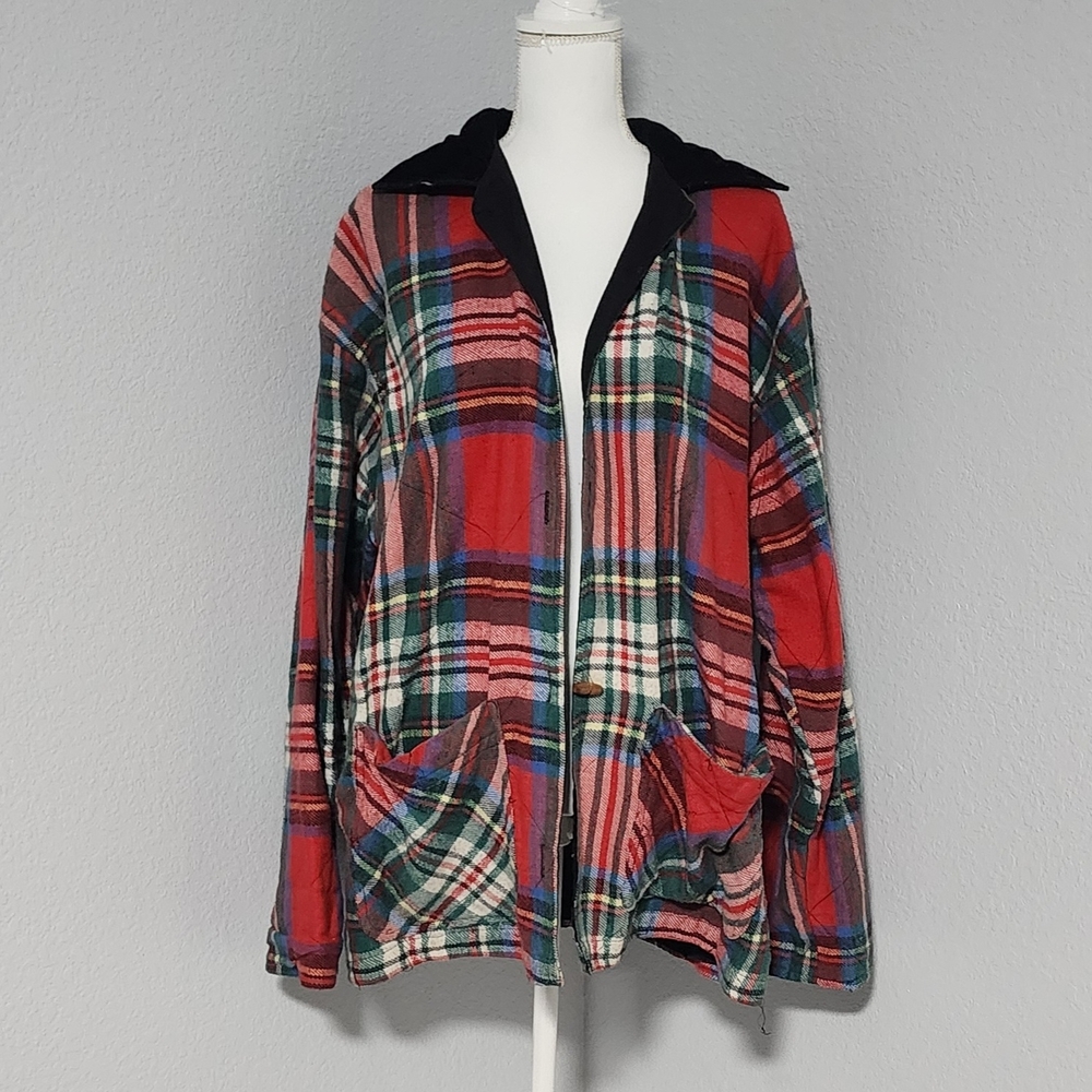 Vintage 90"s Jangibles 100% Cotton Flannel Oversized Jacket Womens Size Small